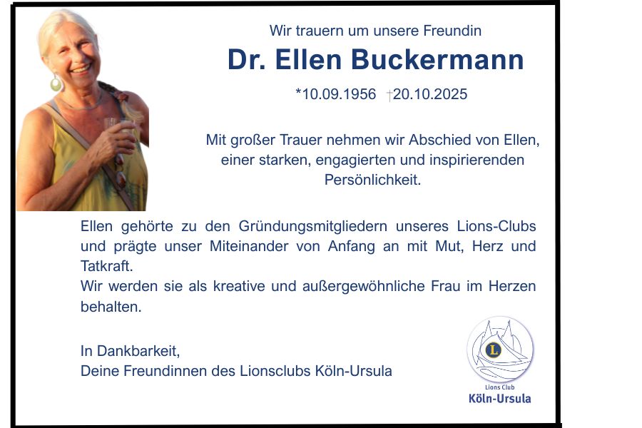 Traueranzeige Traueranzeige Dr. Ellen Buckermann